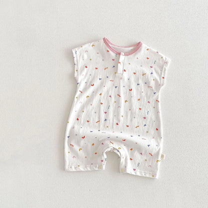Summer Casual Baby Romper, Cute Cartoon Print Sleeveless One-Piece Bodysuit for Toddlers