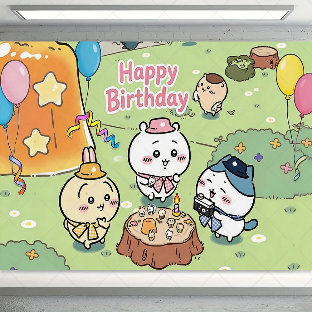 Cartoon Chiikawa Hachiware Usagi Birthday Party Decoration Background Balloon Set Cake Topper Backdrop Baby Shower Kid Gift Prop