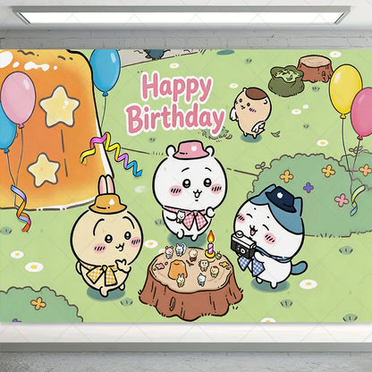 Cartoon Chiikawa Hachiware Usagi Birthday Party Decoration Background Balloon Set Cake Topper Backdrop Baby Shower Kid Gift Prop