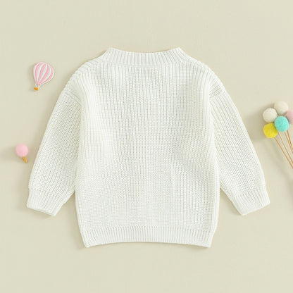 Infant Newborn Baby Girls Knit Cardigan Cute Long Sleeve Round Neck Solid Color Button Down Sweater Fall Tops 0-18M
