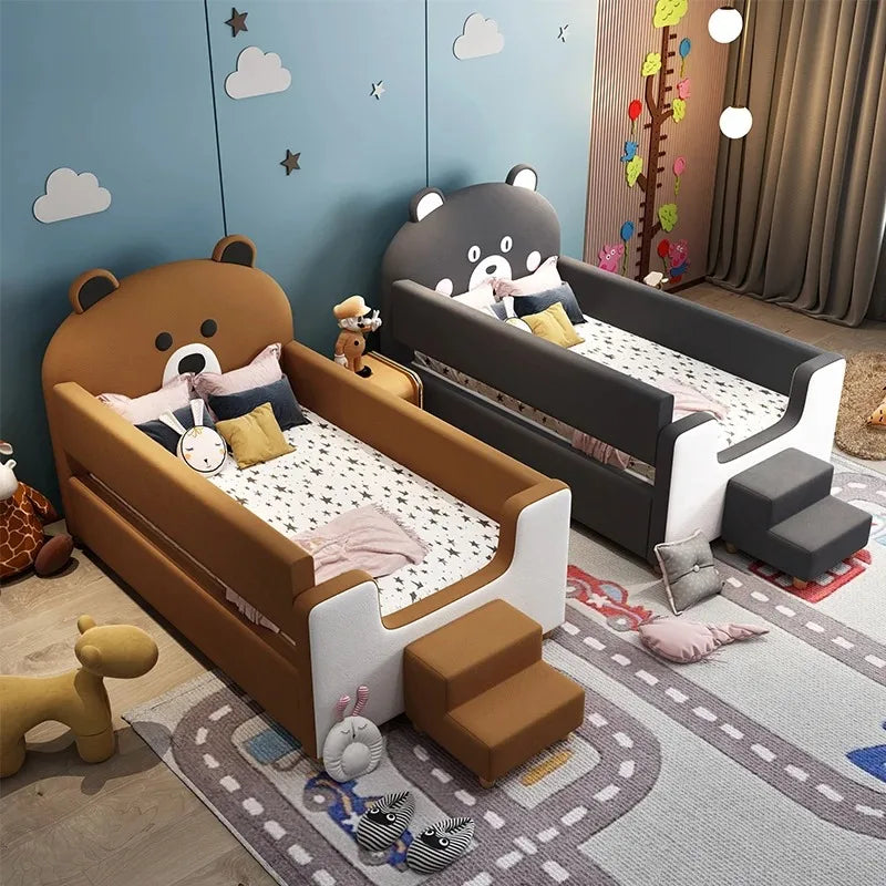 Baby Cot Bed Child with Desk Modern Childrens Furniture Kids Boys Crib with Mattress Included Set Space Design for Bedroom Frame
