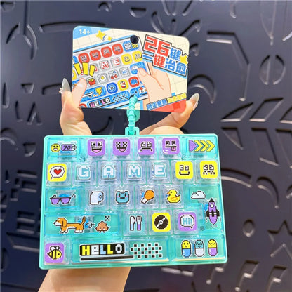 Hot Anime 26-Key Keyboard Keychain Stress Relief Fidget Toy Keyboard Button Finger Clicker Backpack Charms Christmas Gift