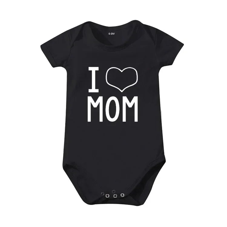Pure Cotton I Love Mom Newborn Rompers  I Love Dad Baby Romper Twins Matching Bodysuit Summer for 0-24 Months Baby Clothes