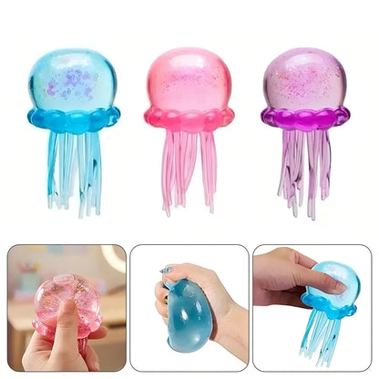 Nee Doh Jellyfish & Cube Squish Toy, Stress Relief Fidget Toy, Sensory for Kids & Adults