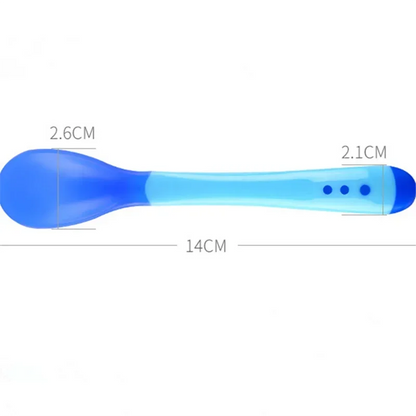 2 PCS Set Baby Feeding Spoon Frok Food Grade Heat Sensitive Spoon Children Feeding Tableware Temperature Sensitive Spoon Frok
