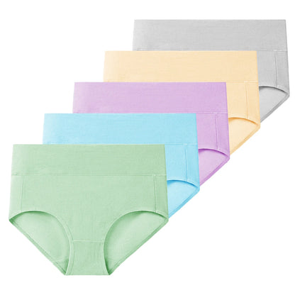 5pcs Women's Soft Cotton Underwear Briefs High Waisted Postpartum Panties Ladies Full Coverage Set 5X-Large