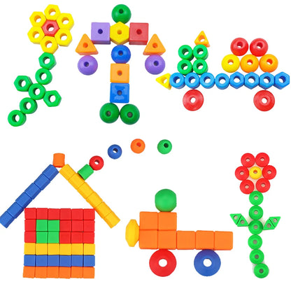 Rainbow Lacing Beads 25 Beads 3 Strings Montessori Toys Threading Toys Educational Toys Fine Motor Activities for Kids Toddler