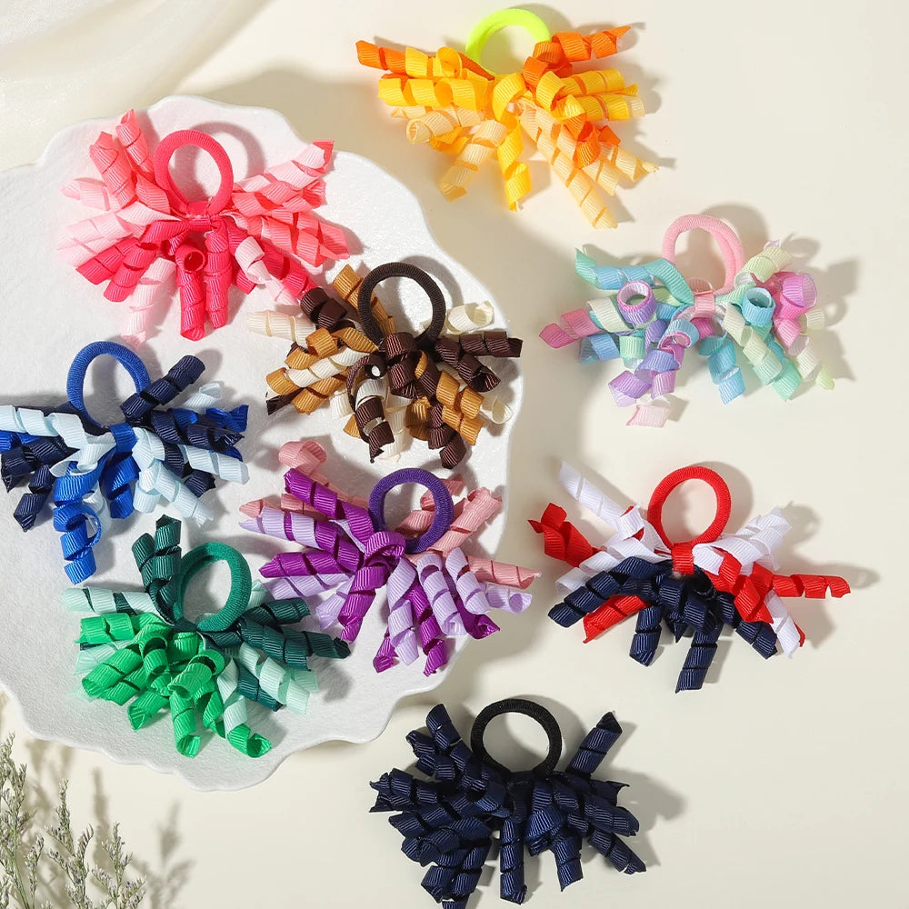 6Pcs Trendy Firework Hair Ties Rainbow Curly