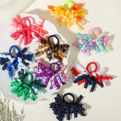 6Pcs Trendy Firework Hair Ties Rainbow Curly