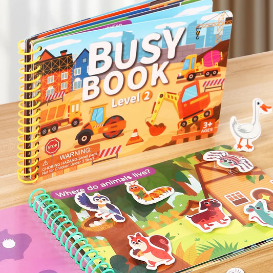 Children Quiet Busy Book 4 Themes Cartoon Travel Sticker Books Kids DIY Sticker Educational Game