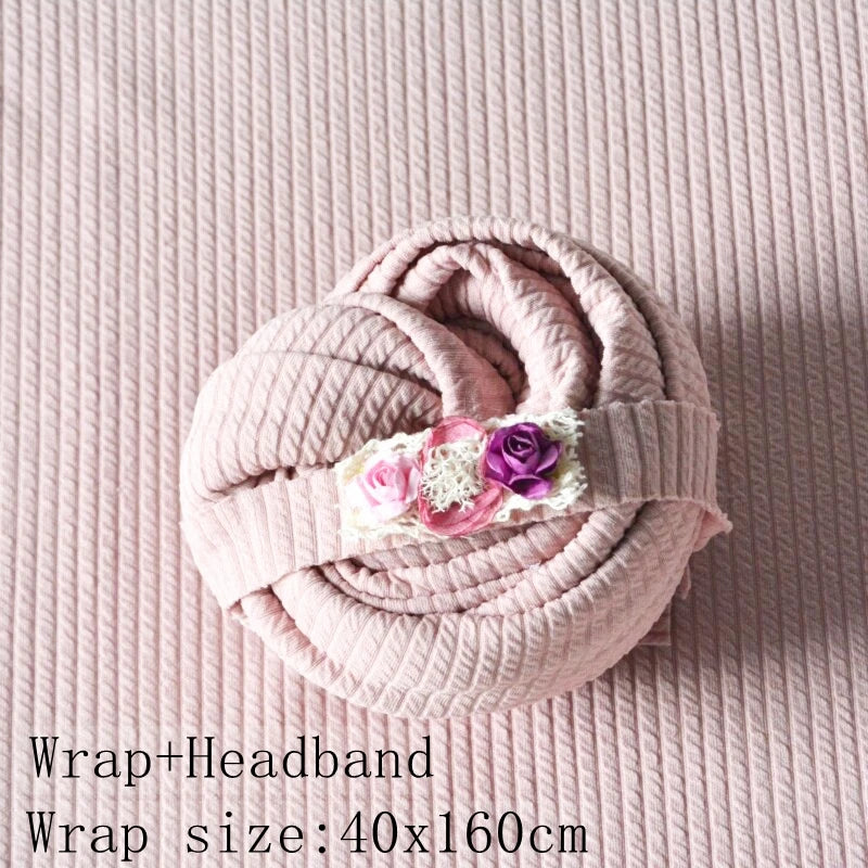 Stretchy Newborn Wrap Photography Jersey Baby Swaddle Wrap Headband Set Posing Pillow Newborn Photography Backdrops Accessories