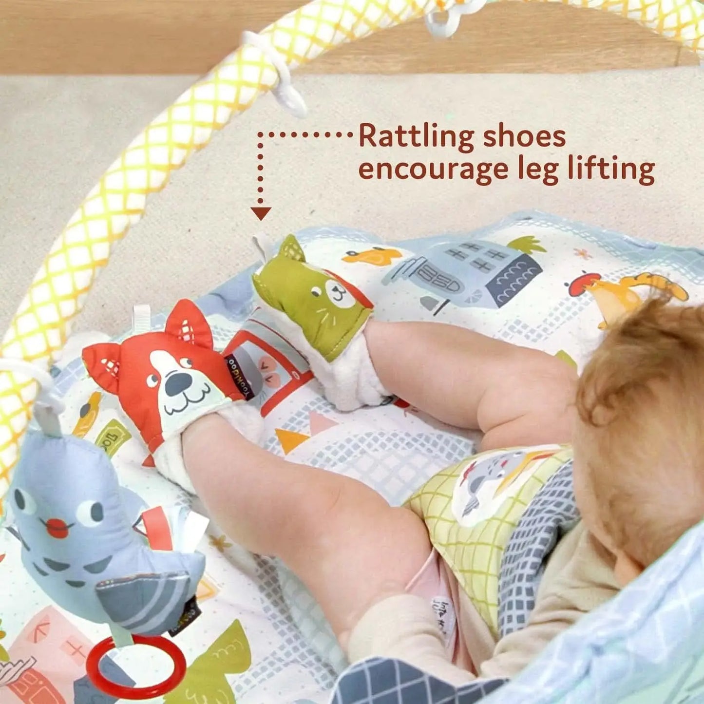 3-in-1 Baby Activity Gym Playmat with Tummy Time Toys & Mirror for Newborns 0-12 Months