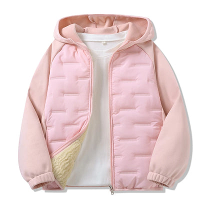 Winter Keep Warm Boys Girl Jacket Lined With Velvet Thick Cotton Padded Hooded Coat Kids Children Out The Cold Outerwear