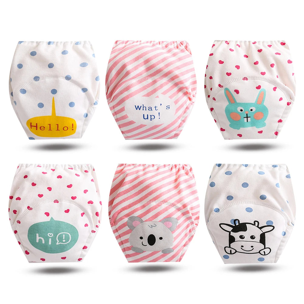 8pcs/6pcs Washable Baby Potty Training Pants Reusable Toilet Trainer Panty Reusable Cloth Diaper
