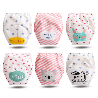 8pcs/6pcs Washable Baby Potty Training Pants Reusable Toilet Trainer Panty Reusable Cloth Diaper