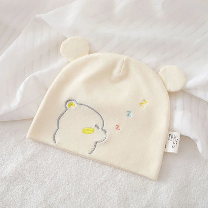 0-3M Newborn Fetal Hat Pure Cotton Baby Autumn Winter Warm Beanies Cute Bear Infant Head Protection Cap Boy Girl