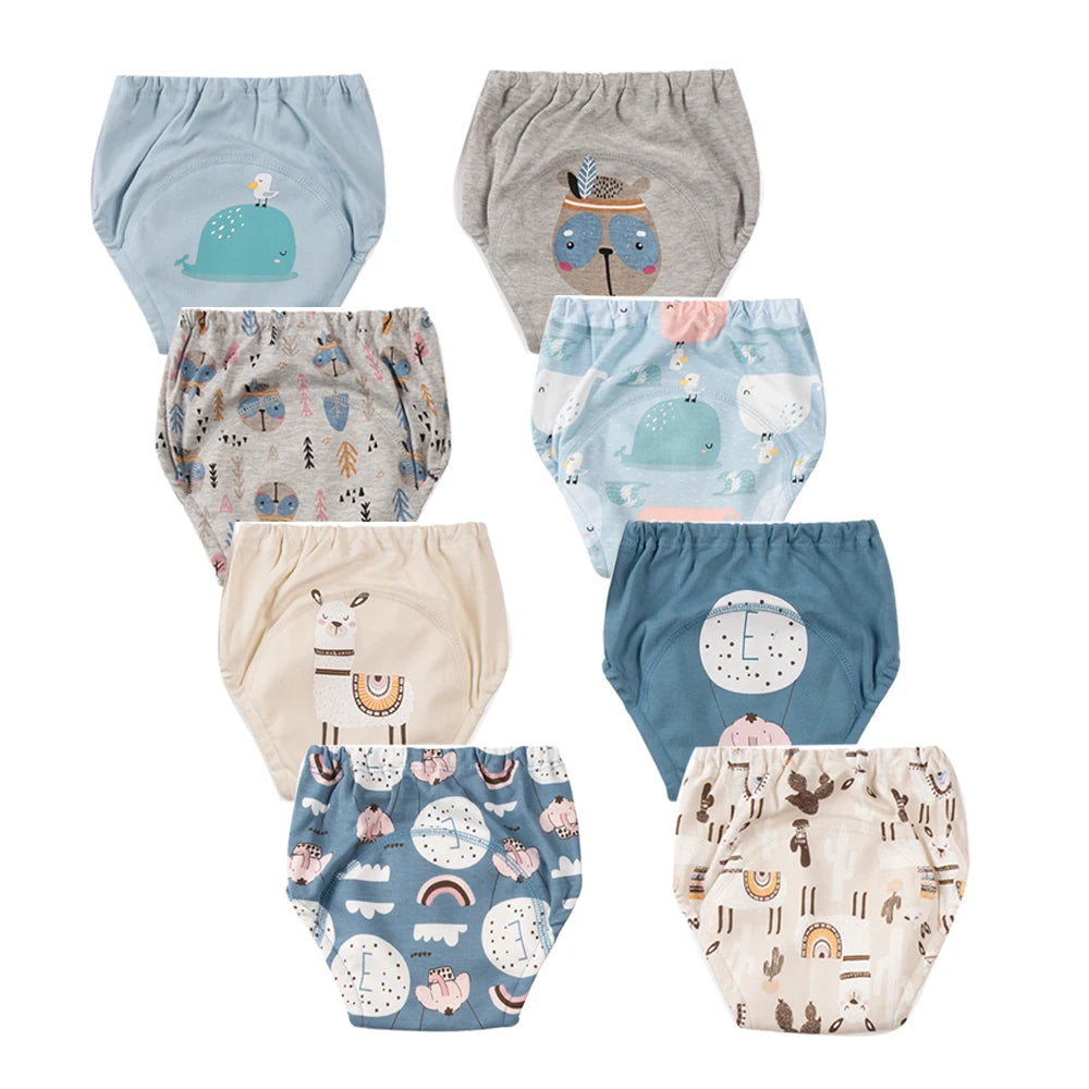 8pcs/6pcs Washable Baby Potty Training Pants Reusable Toilet Trainer Panty Reusable Cloth Diaper