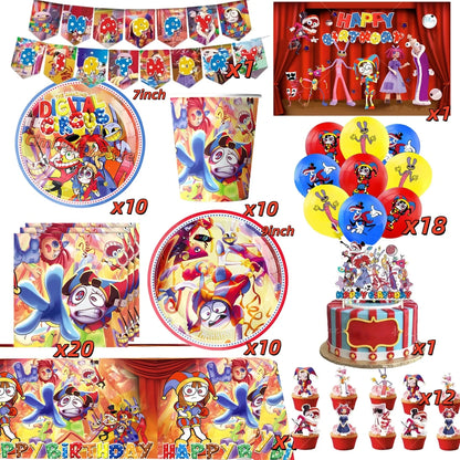 The Amazing Themed Birthday Party Decorations Digitaled Circus Tableware Plates Balloons for Baby Shower Party Favors Kids Gifts