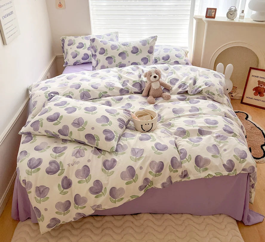 Soft Cotton Crib Bedding Set for Bed for Kid Baby Nursery Decor 3-Piece Set Baby Cartoon Bear Bedding Set for Newborns