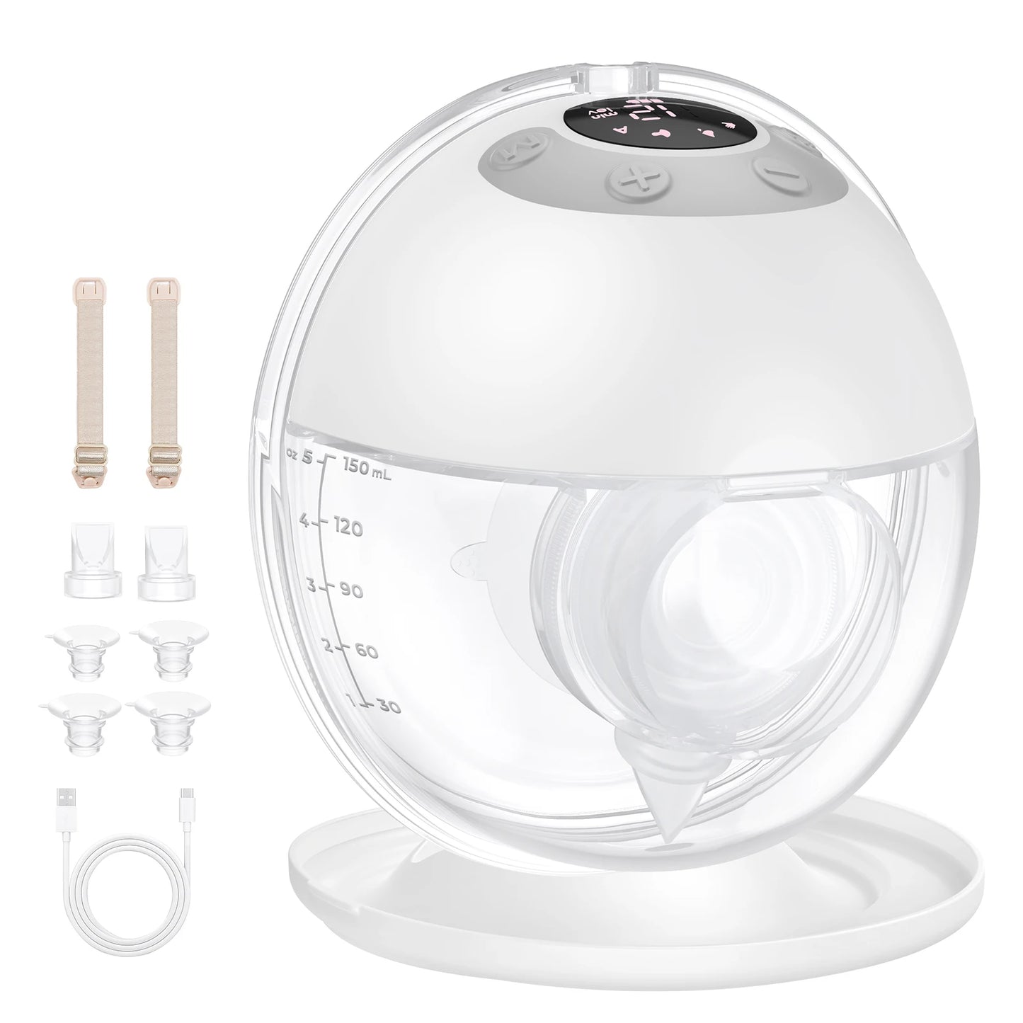 Hands Free Breast Pump K9 Wearable Breast Pump Electirc Portable with 4 Modes & 12 Levels, Max 325mmHg Strong Suction 17/19/21/24/27mm Flange Inserts Wearable Breastfeeding Pump, 2 Pack