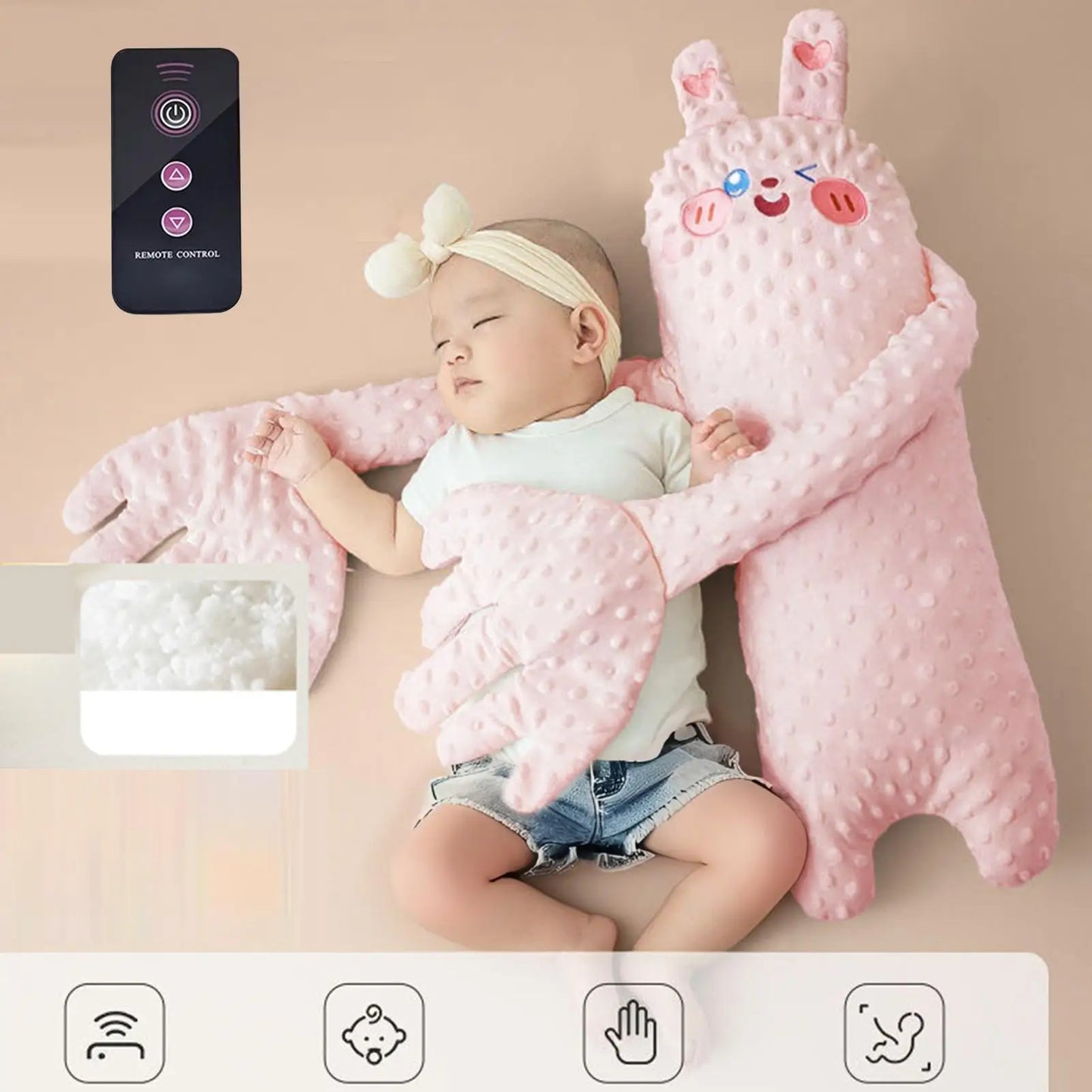 Baby Patting Sleep Pillow with Remote Control, Cute Animal Design Soothing Sleep Aid for Nursery