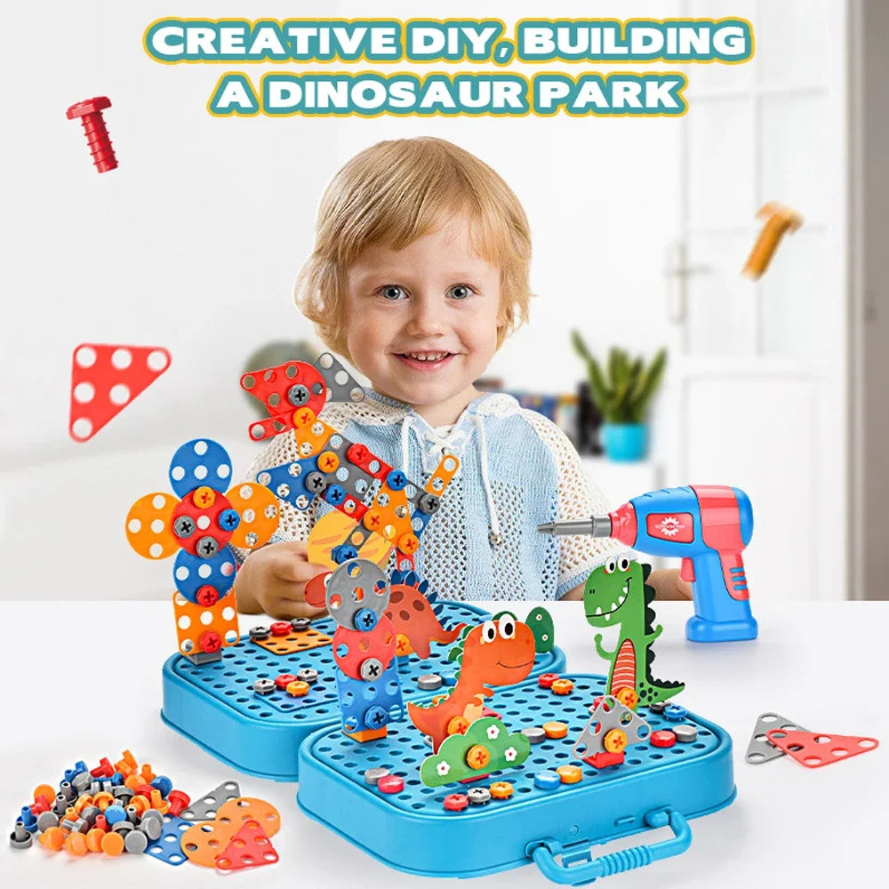 Pretend Play Preschool Children Nut Screw Assembly Simulation Carpenter Tool Educational Montessori Kids Toys  Electric Toolbox
