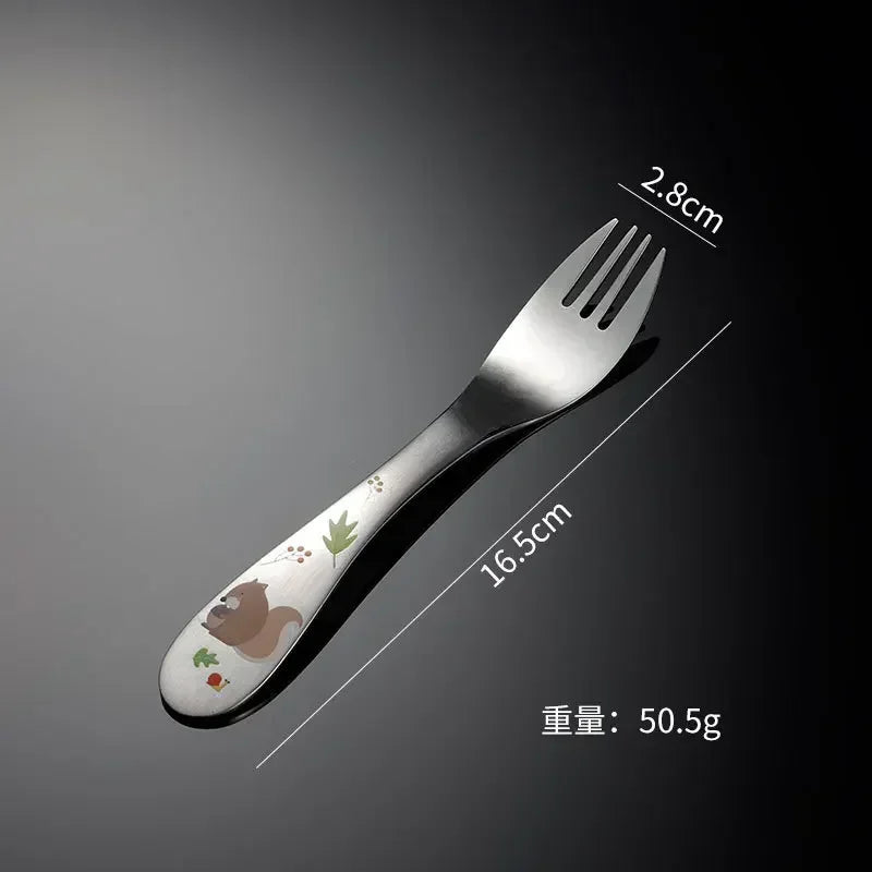 Tableware Set Food Training Spoon Dessert Spoon for Children Feeding Spoon Fork Baby Gadgets Children's Cutlery for Kids