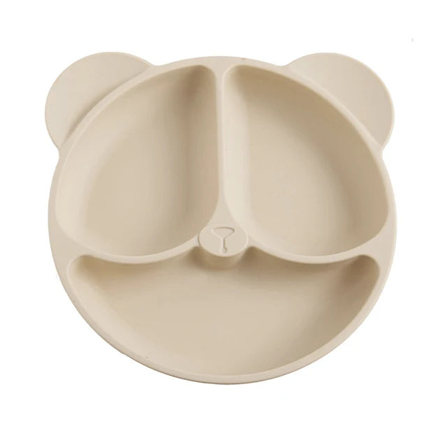 2023New Silicone Baby Sucker Dining Plate Solid Cute Cartoon Children Dishes Suction Toddler Training Tableware Kid Feeding Bowl