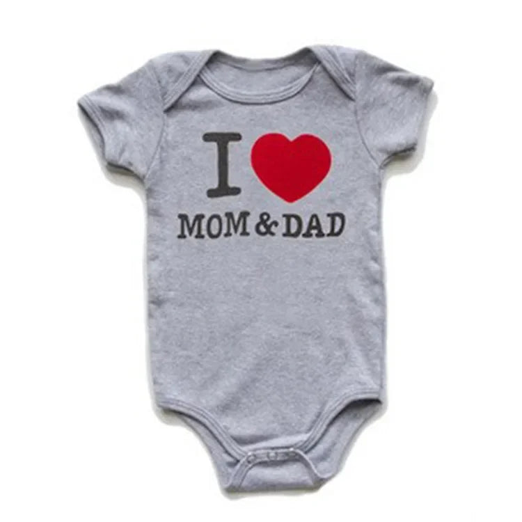 Pure Cotton I Love Mom Newborn Rompers  I Love Dad Baby Romper Twins Matching Bodysuit Summer for 0-24 Months Baby Clothes