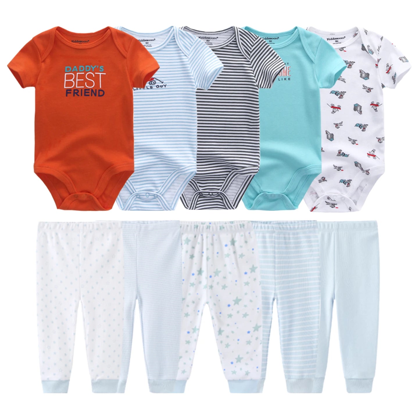 10Pcs Cartoon 100%Cotton Baby Girl & boy Clothes 0-12M Baby Clothes Sets Sleeveless