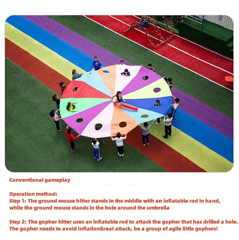 Whack a Mole Colorful Mat Rainbow Umbrella Parachute Toys Kindergarten Parent-child Activities Game Props Children Outdoor Sport