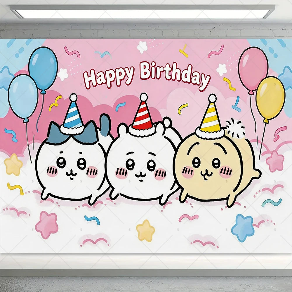 Cartoon Chiikawa Hachiware Usagi Birthday Party Decoration Background Balloon Set Cake Topper Backdrop Baby Shower Kid Gift Prop