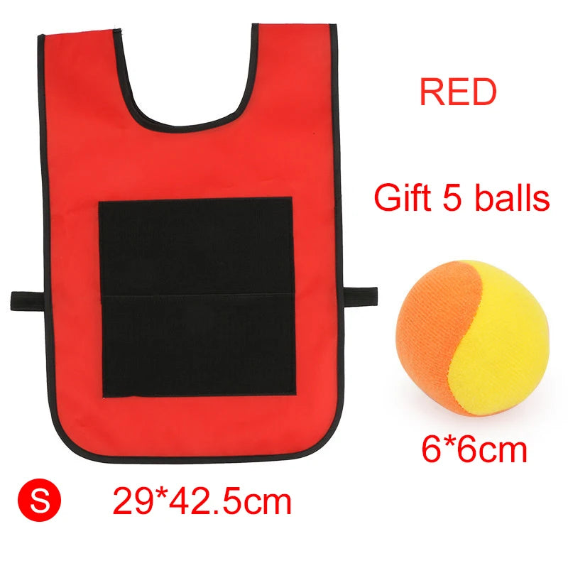 Children Sticky Ball Vest Toy with 5Balls Adhesive Outdoor Sports Physical Exercise Game Props Parent-child Interaction TMZ