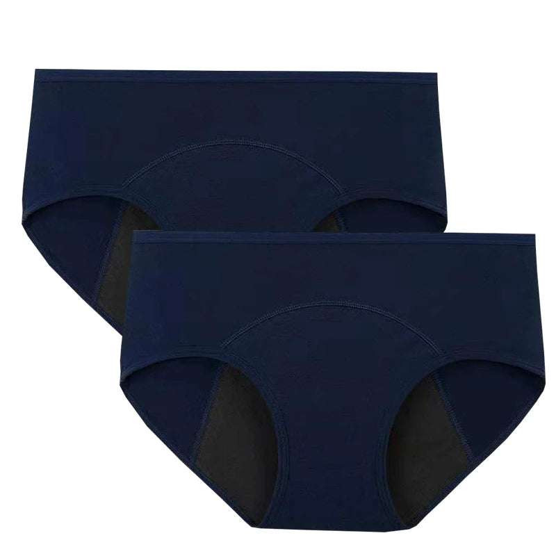 2pcs Woman Menstrual Panties Breathable Large Size Female Cotton Brief Low Waist Postpartum