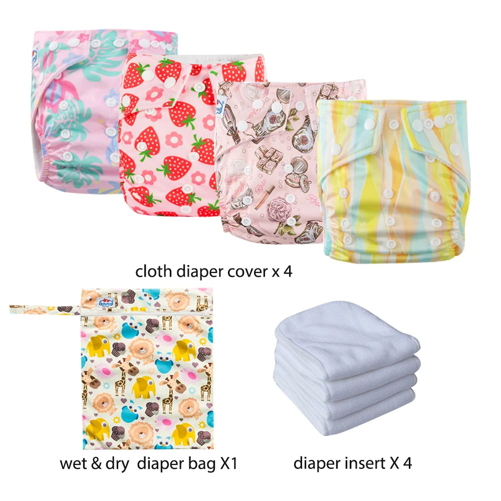 Babyland New Waterproof Baby Cloth Diaper Kit with Inserts & Wet Bags | Economical Washable Nappy System (0-36 Months)