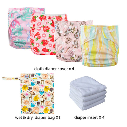 Babyland New Waterproof Baby Cloth Diaper Kit with Inserts & Wet Bags | Economical Washable Nappy System (0-36 Months)