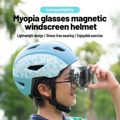 Children's Bike Helmet with Magnetic Goggles Lightweight Breathable Outdoor Sports Bike Skateboard Riding Mini Helmet