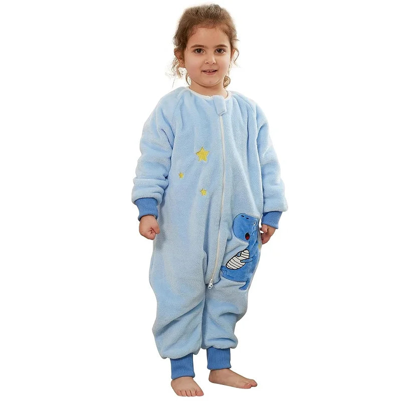 MICHLEY Duck Cartoon Flannel Sleeping Sack Winter Clothes Toddler Girls Boys 1-7T