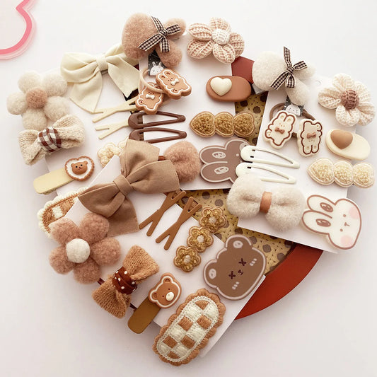 5/9Pcs/Set Cute Bows Hair Clips Hair Accessories For Girls Cartoon Animal Flower Hairpin Headdress Baby Hair Pins Birthday Gifts