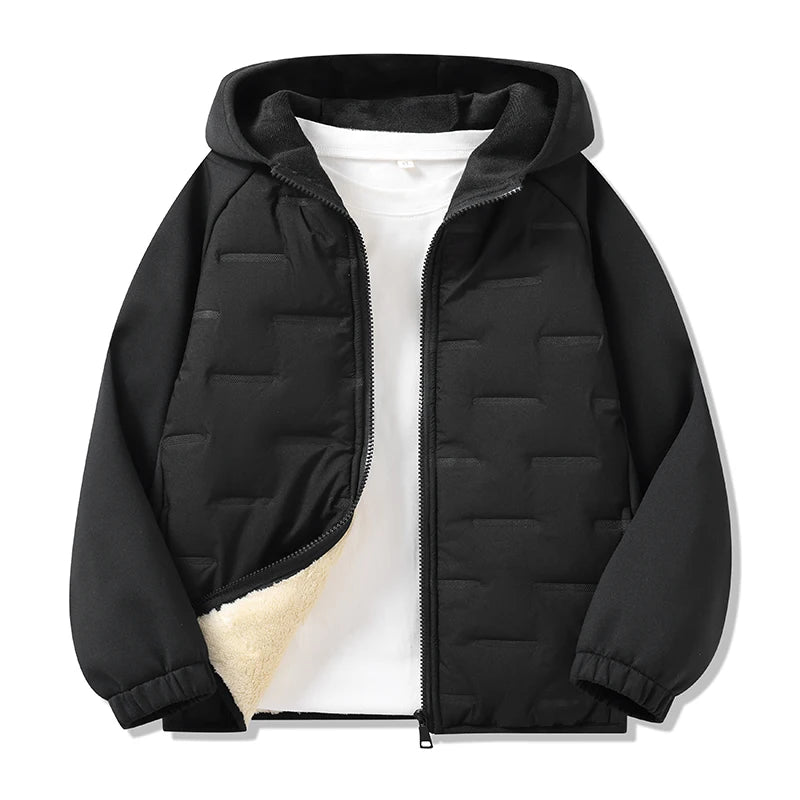 Winter Keep Warm Boys Girl Jacket Lined With Velvet Thick Cotton Padded Hooded Coat Kids Children Out The Cold Outerwear