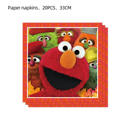 Cartoon Sesames Street Birthday Party Decorations Balloons Plate Cup Banner Tableware Set for Baby Shower Party Favors Kids Gift