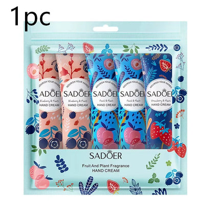 5Pcs/Pack Fruit Plant Fragrance Hand Cream Sets Moisturizing Lasting Repair