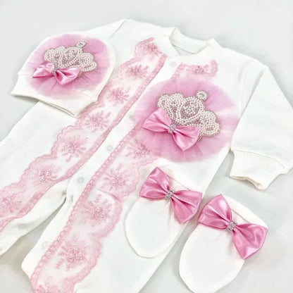 Baby Prince Welcome Home 3pcs Crown Layette Hospital Exit Newborn Outfits Swaddle Set Hello World I'm new Cotton