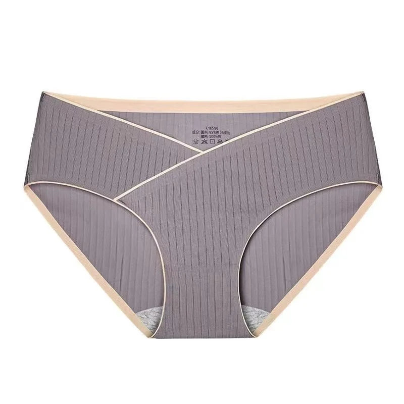 Stripe Cotton Low Waist Belly Maternity Panties Plus Size Seamless Pregnant Women