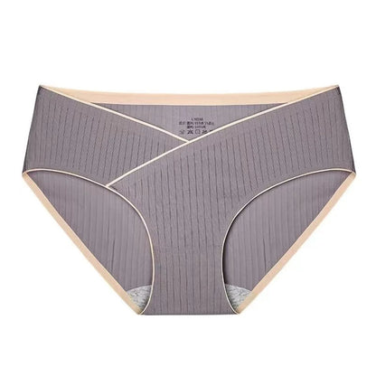 Stripe Cotton Low Waist Belly Maternity Panties Plus Size Seamless Pregnant Women