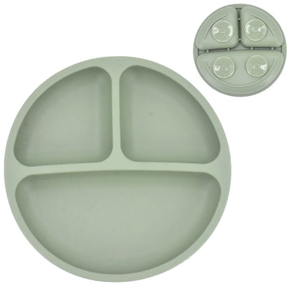 2023New Silicone Baby Sucker Dining Plate Solid Cute Cartoon Children Dishes Suction Toddler Training Tableware Kid Feeding Bowl