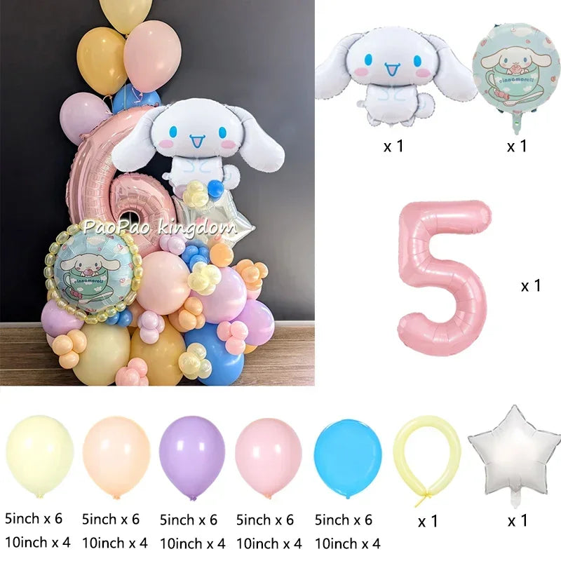 1 Set Cinnamoroll Foil Balloons for Birthday Party Decorations Baby Shower  Kids  Birthday Gift Macaron Latex Balloons Set