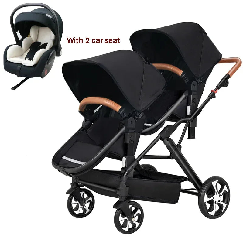 Twin stroller 3in1 with car seat trolley baby carriage Double Baby stroller for two children Foldable Lightweight