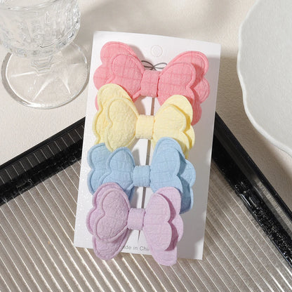4/6pcs Candy Colorful Hair Bows Clips Girl Cotton Printed Lovely Fabric Hairpins
