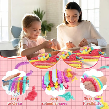 3pcs Stretchy String Fidget Toys Colorful Long Noodle Stretch Toys Worm Caterpillar Toy Sensory Toys for Kids Toddler Autism